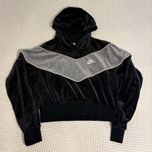 Nike Black Velvet Hooded Pullover with Gray Trim